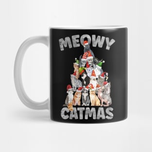 Meowy Catmas Santa Hat Cat Christmas Tree Mug